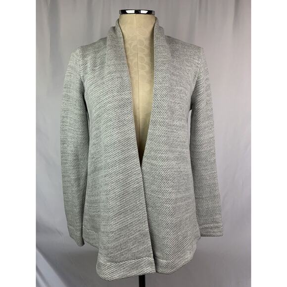XS Ann Taylor Loft Waffle Weave Cardigan Sweater Open Women's Gray White - Picture 3 of 8
